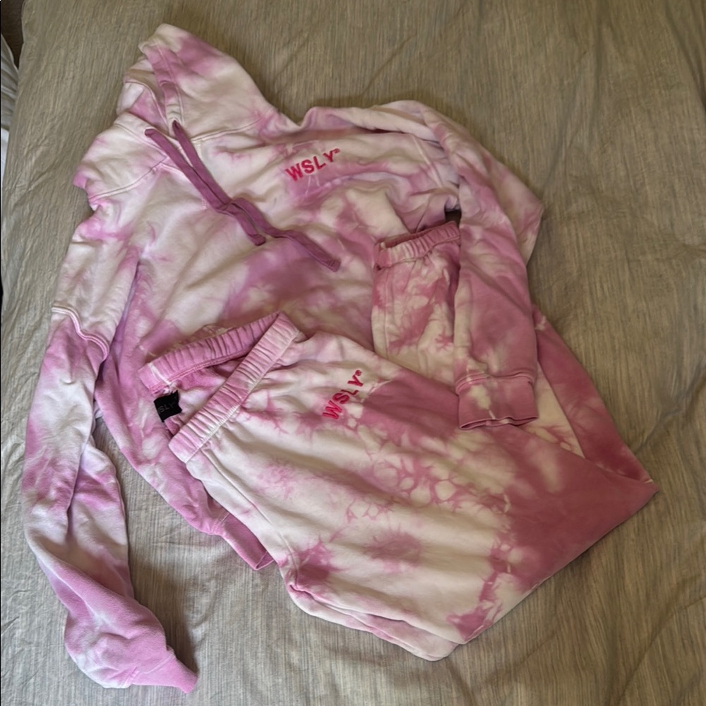 Pink Tie-Dye Hoodie and Sweatpants Set